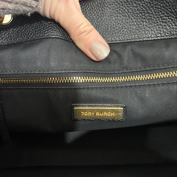 Tory Burch Black Leather Chain Strap Shoulder Tote Bag Purse - Picture 10 of 12